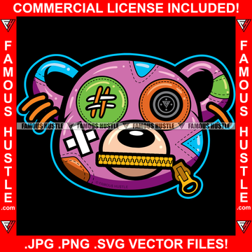 Talk Less Money More Stitched Face Teddy Bear Zipper Mouth Stitches Dreads Hip Hop Rap Rapper Plug Trap Street Hood Ghetto Swag Thug Hustler Hustling Famous Hustle Art Graphic Design Logo T-Shirt Print Printing JPG PNG SVG Vector Cut File